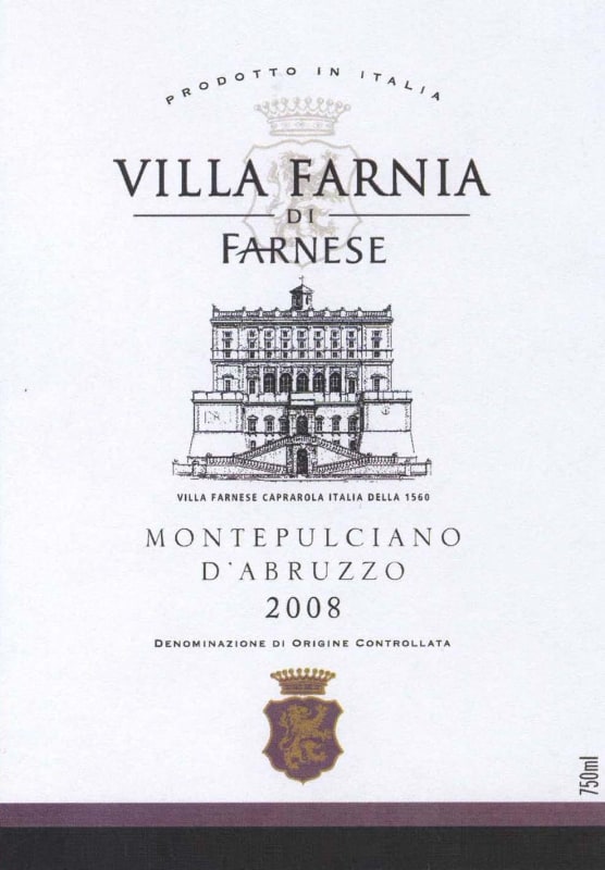 Farnese Montepulciano d'Abruzzo 2008 Front Label