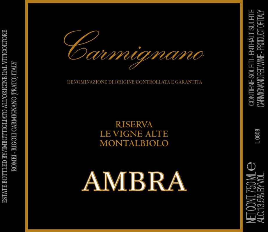 Ambra Fattoria Ambra Le Vigne Alte Montalbiolo Riserva 2010 Front Label
