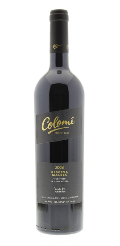 Bodega Colome Reserva Malbec 2008 Front Bottle Shot