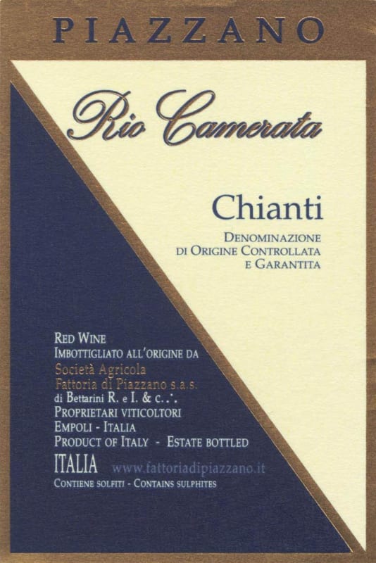 Piazzano Rio Camerata Chianti 2014 Front Label