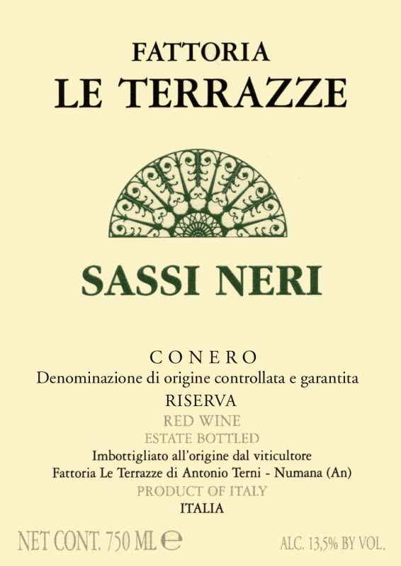 Le Terrazze Conero Riserva Sassi Neri 2009 Front Label