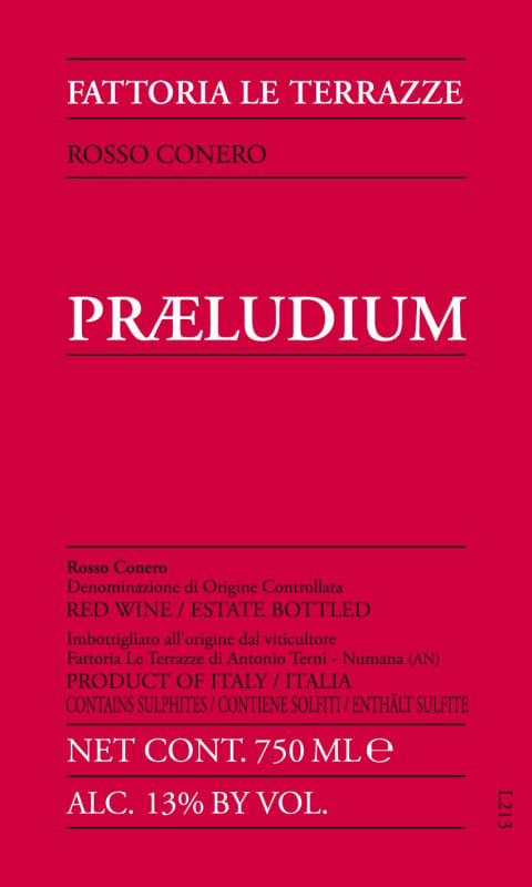 Le Terrazze Rosso Conero Praeludium 2015 Front Label