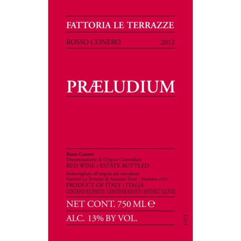 Le Terrazze Rosso Conero Praeludium 2012 Front Label