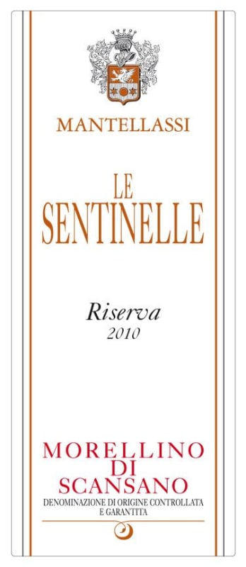Mantellassi Le Sentinelle Morellino di Scansano Riserva 2010 Front Label
