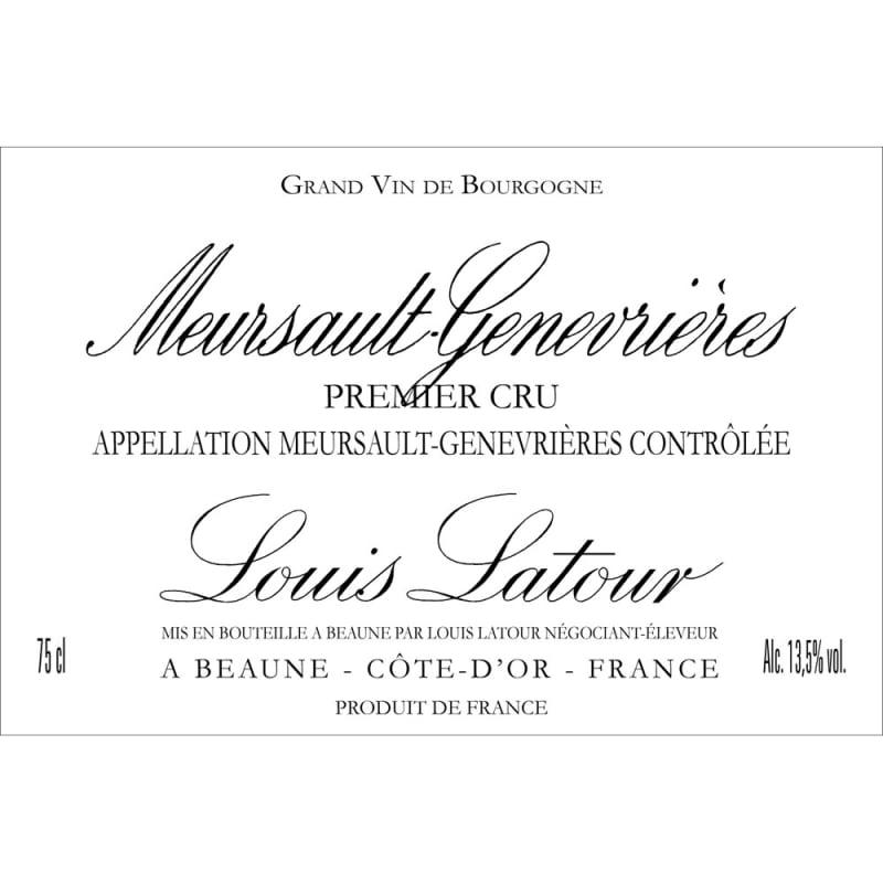 Louis Latour Meursault Les Genevrieres 2009 Front Label
