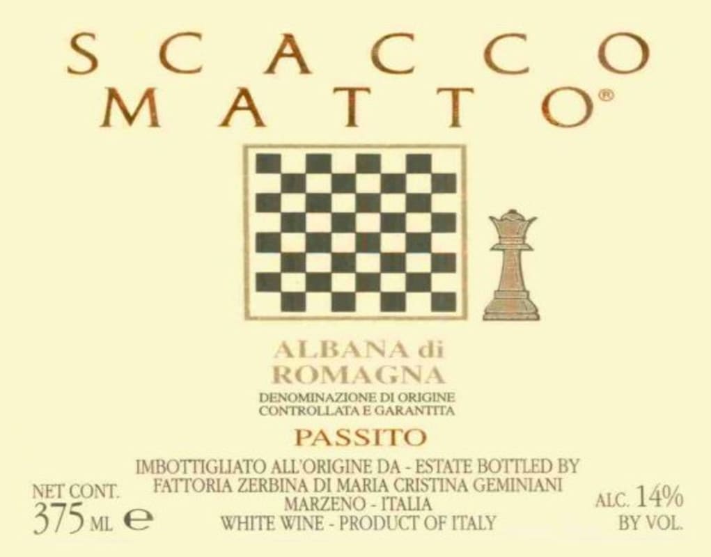 Zerbina Albana di Romagna Scacco Matto Passito 2008 Front Label