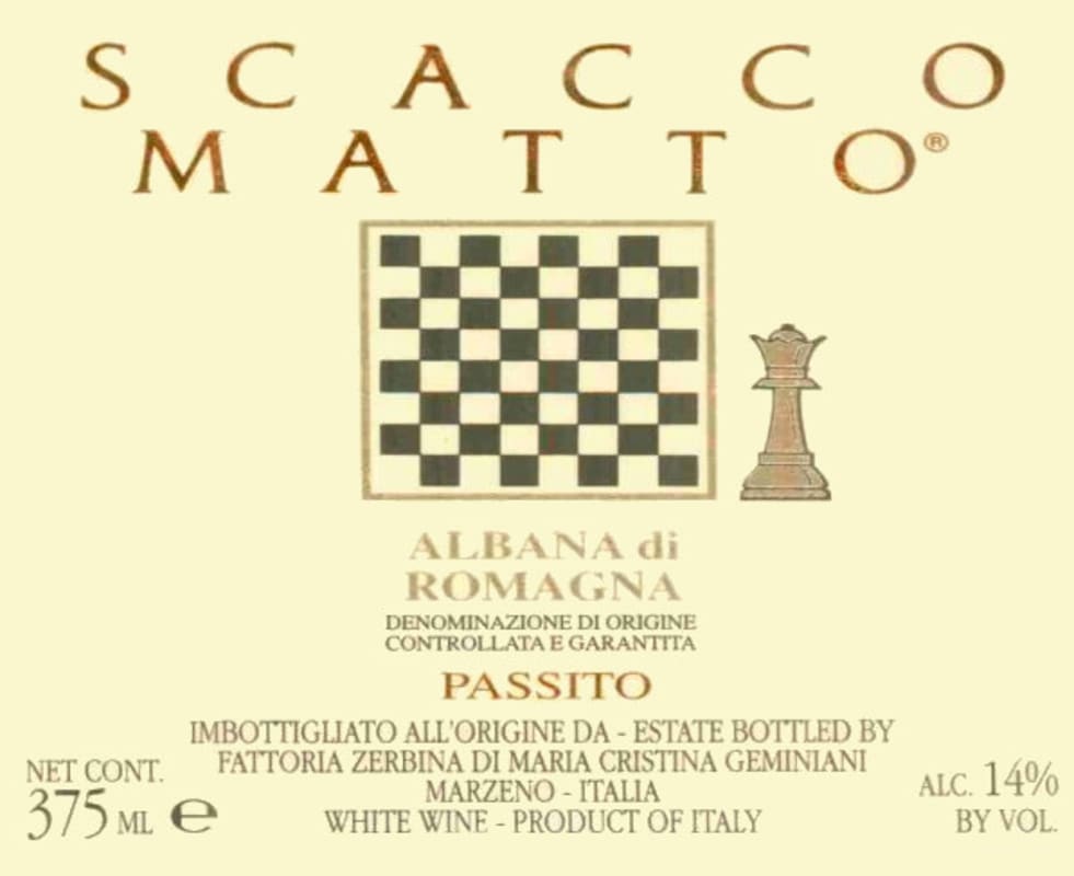 Zerbina Albana di Romagna Scacco Matto Passito 2004 Front Label