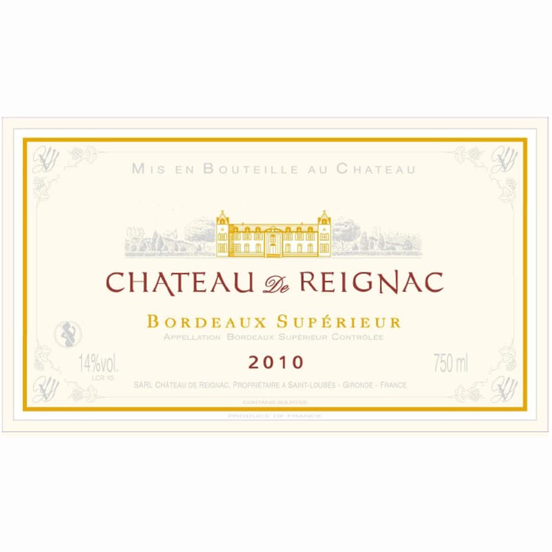 Chateau de Reignac Bordeaux Superieur 2010 Front Label