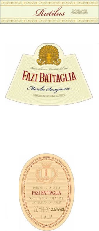 Fazi-Battaglia Marche Rutilus Sangiovese 2011 Front Label