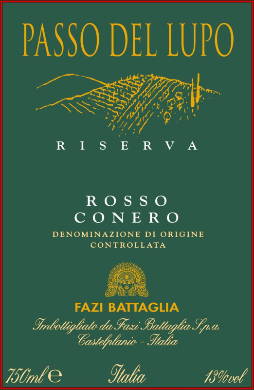 Fazi-Battaglia Rosso Conero Passo del Lupo Riserva 2009 Front Label