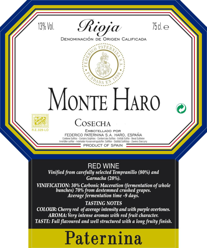 Paternina Monte Haro Joven 2011 Front Label
