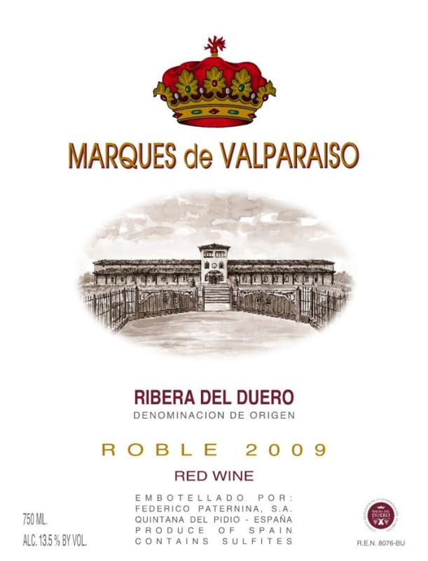 Paternina Marques de Valparaiso Roble 2009 Front Label