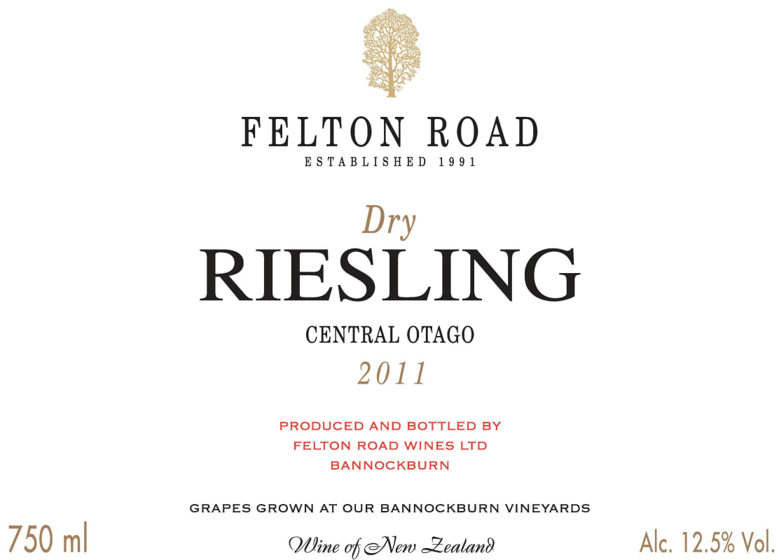 Felton Road Dry Riesling 2011 Front Label
