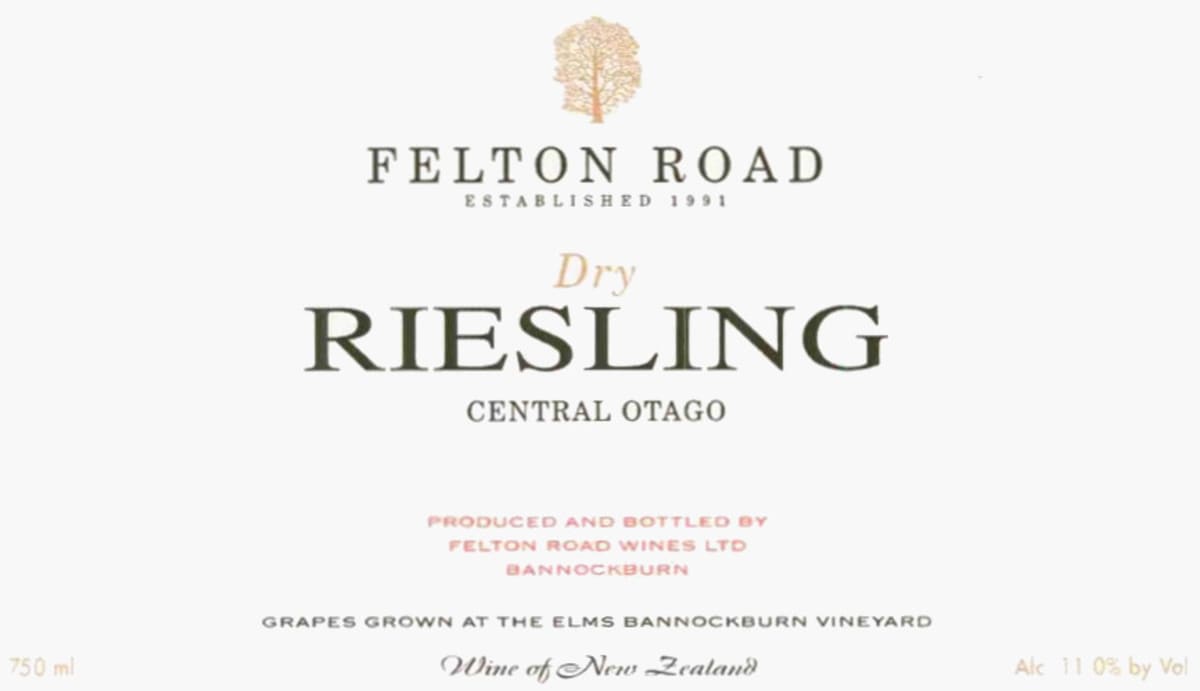 Felton Road Dry Riesling 2010 Front Label