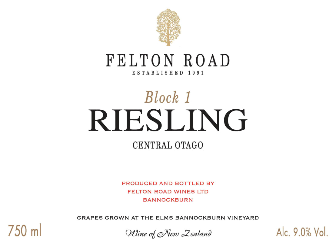Felton Road Block 1 Riesling 2012 Front Label