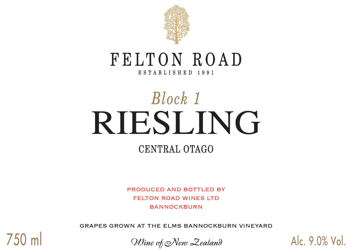 Felton Road Block 1 Riesling 2015 Front Label