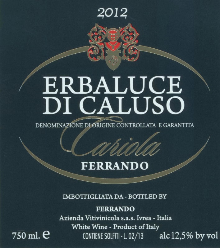 Luigi Ferrando Cascina Cariola Erbaluce di Caluso 2012 Front Label