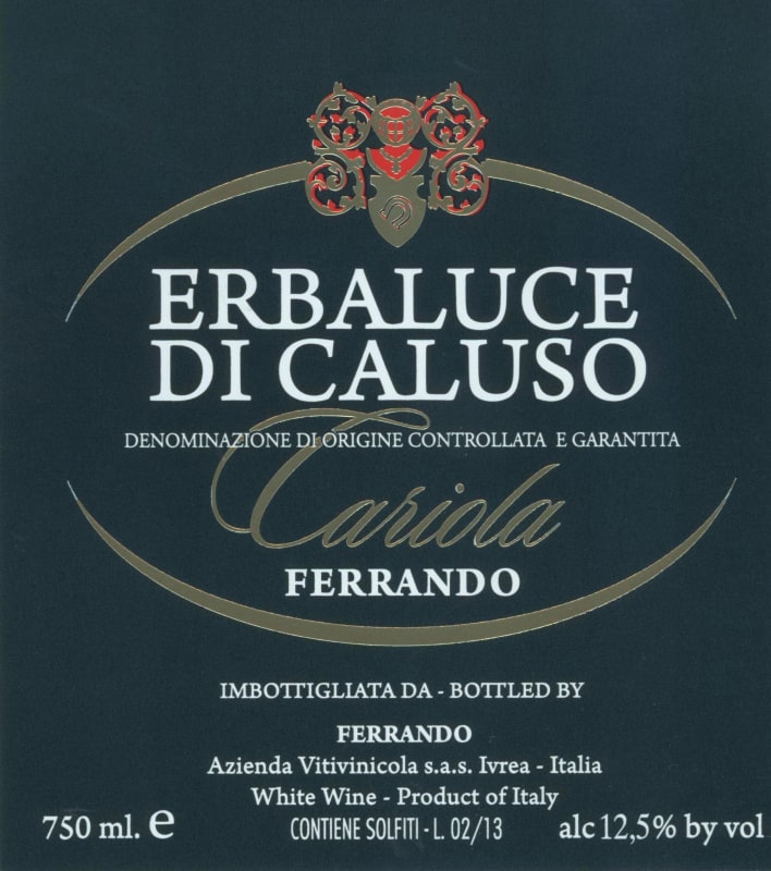 Luigi Ferrando Cascina Cariola Erbaluce di Caluso 2014 Front Label