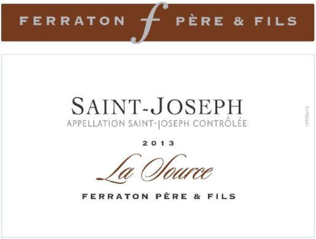 Ferraton Pere & Fils Saint-Joseph La Source Blanc 2013 Front Label