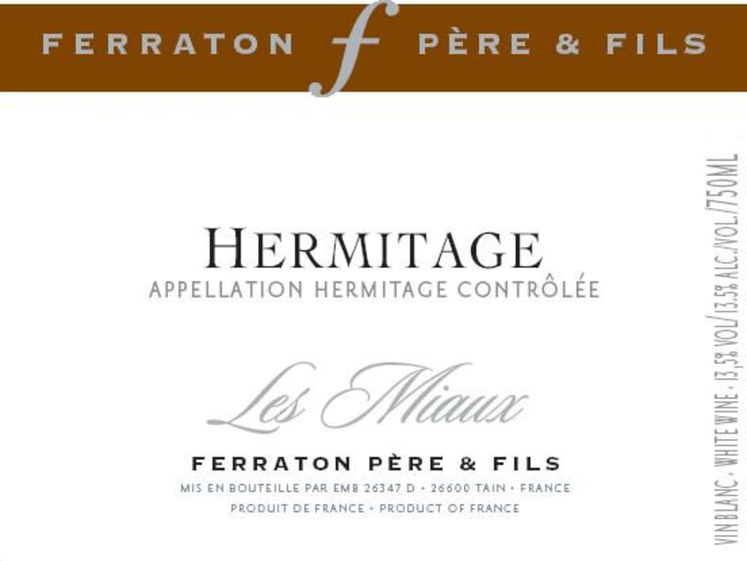 Ferraton Pere & Fils Hermitage Les Miaux Blanc 2009 Front Label