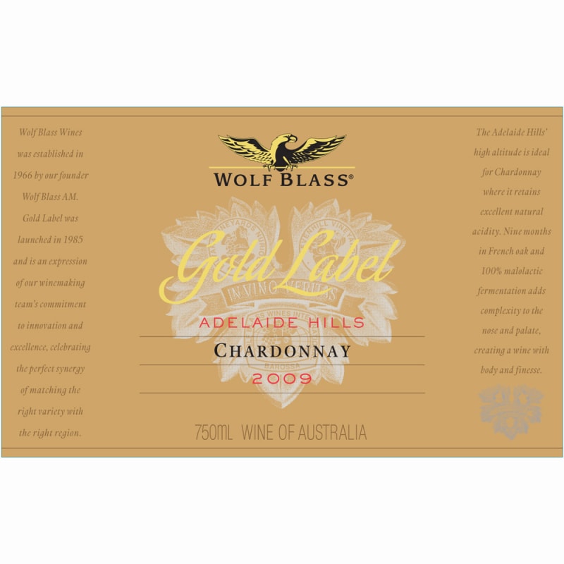 Wolf Blass Gold Label Chardonnay 2009 Front Label