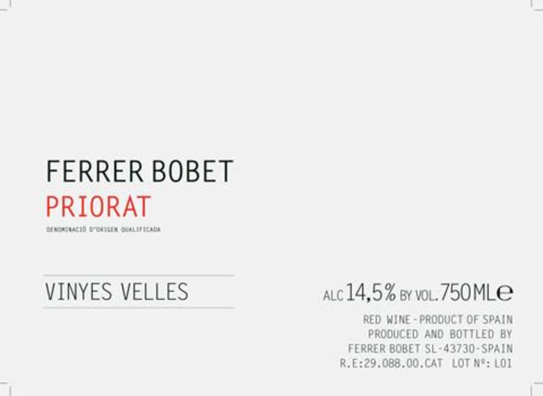 Ferrer Bobet Vinyes Velles 2011 Front Label