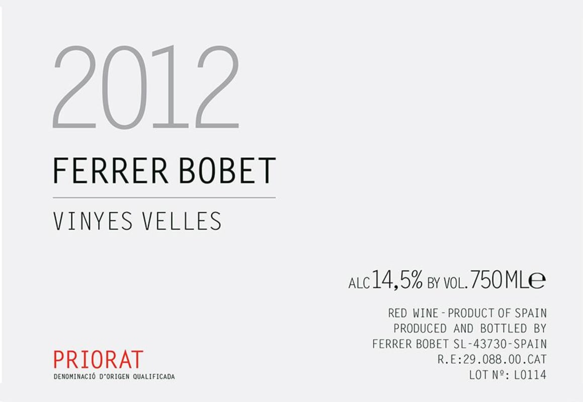 Ferrer Bobet Vinyes Velles 2012 Front Label