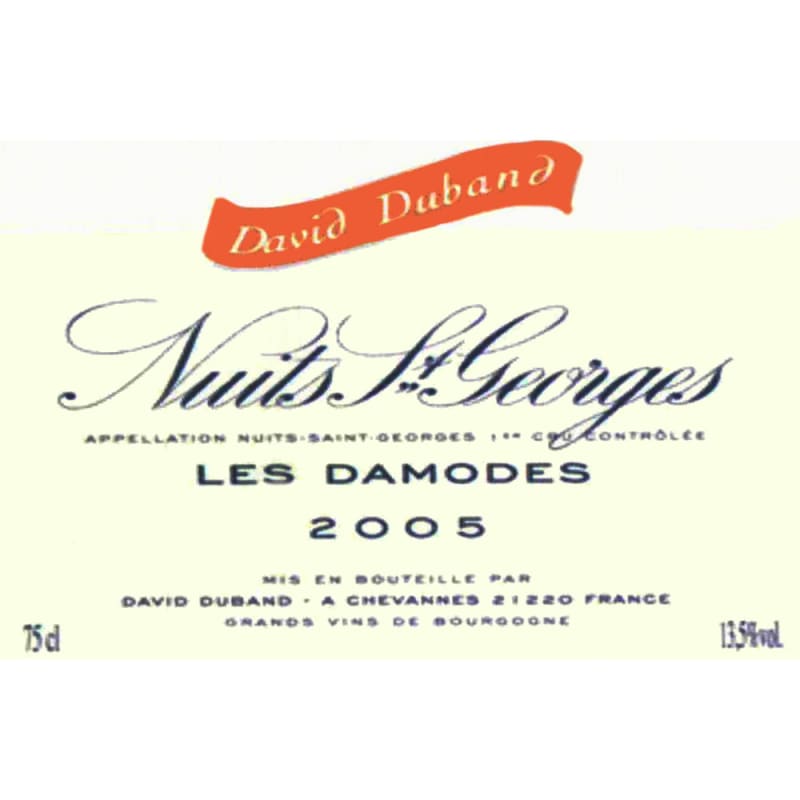 David Duband Nuits St. George Les Damodes 2005 Front Label