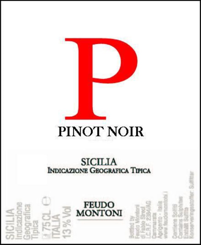 Feudo Montoni P Pinot Noir 2012 Front Label