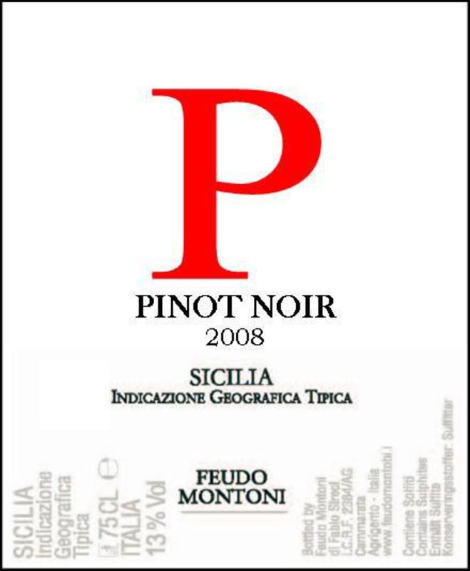 Feudo Montoni P Pinot Noir 2008 Front Label