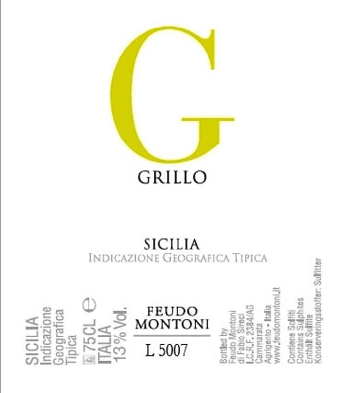 Feudo Montoni Grillo 2008 Front Label