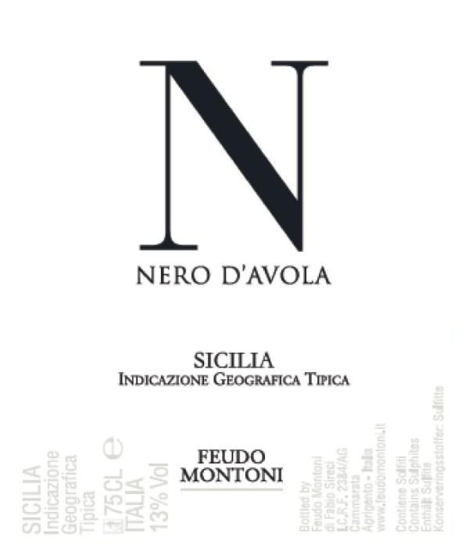 Feudo Montoni 'N' Nero d'Avola 2012 Front Label