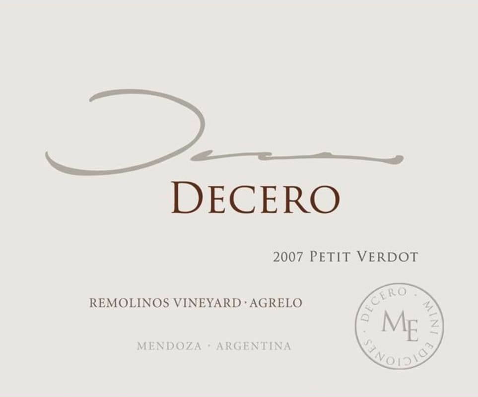 Finca Decero Remolinos Vineyard Petit Verdot 2007 Front Label
