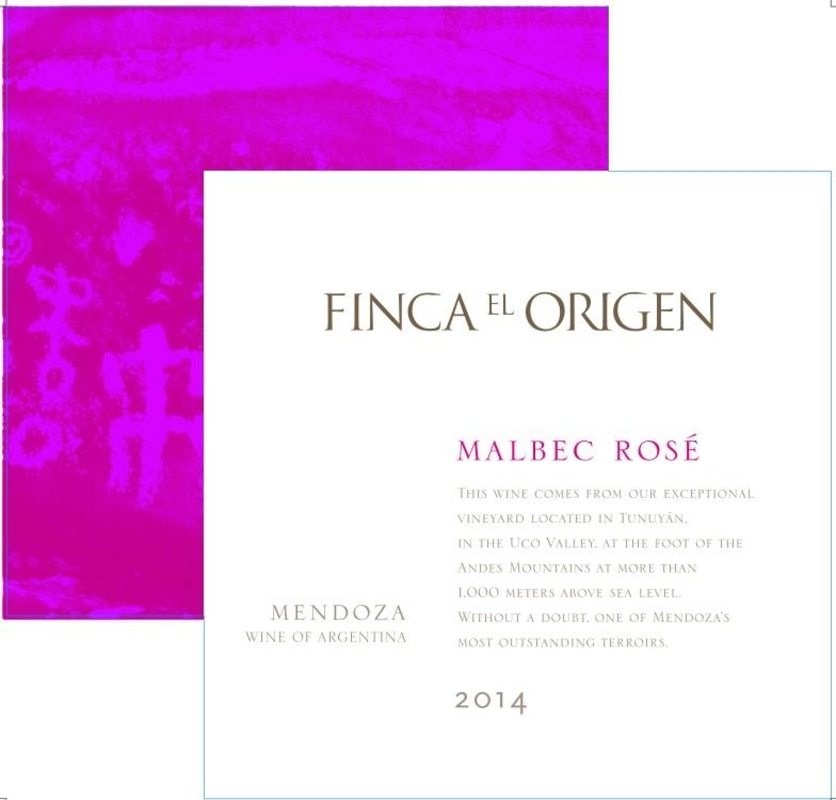 Finca El Origen Malbec Rose 2014 Front Label
