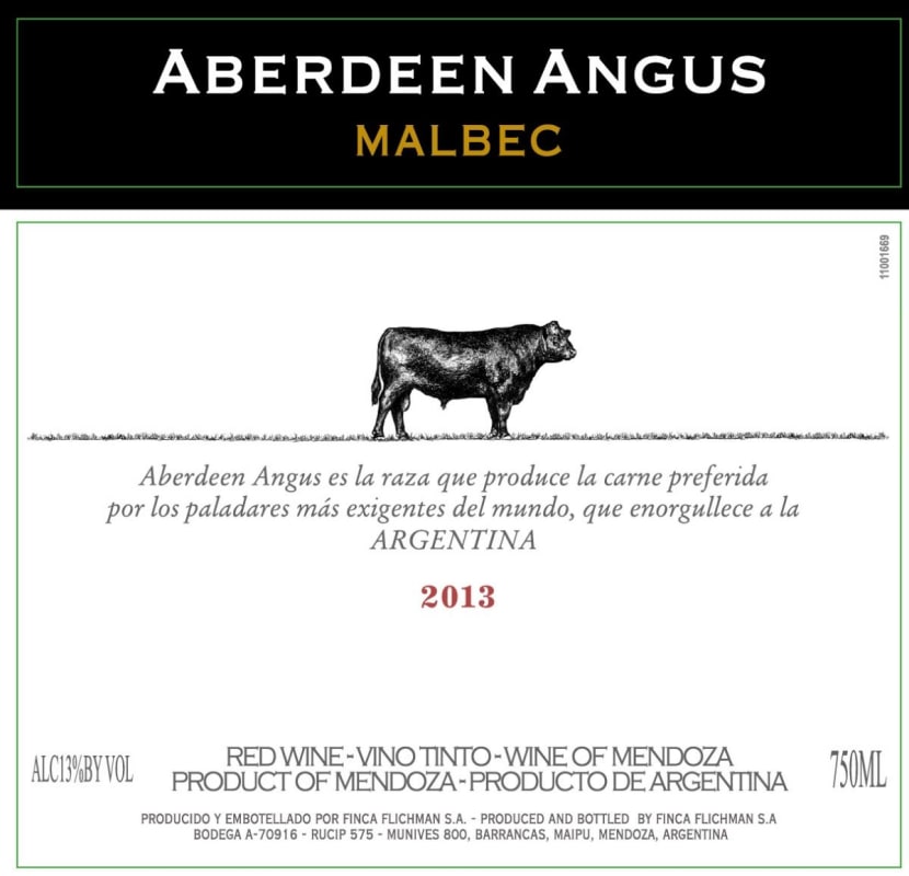 Finca Flichman Aberdeen Angus Malbec 2013 Front Label