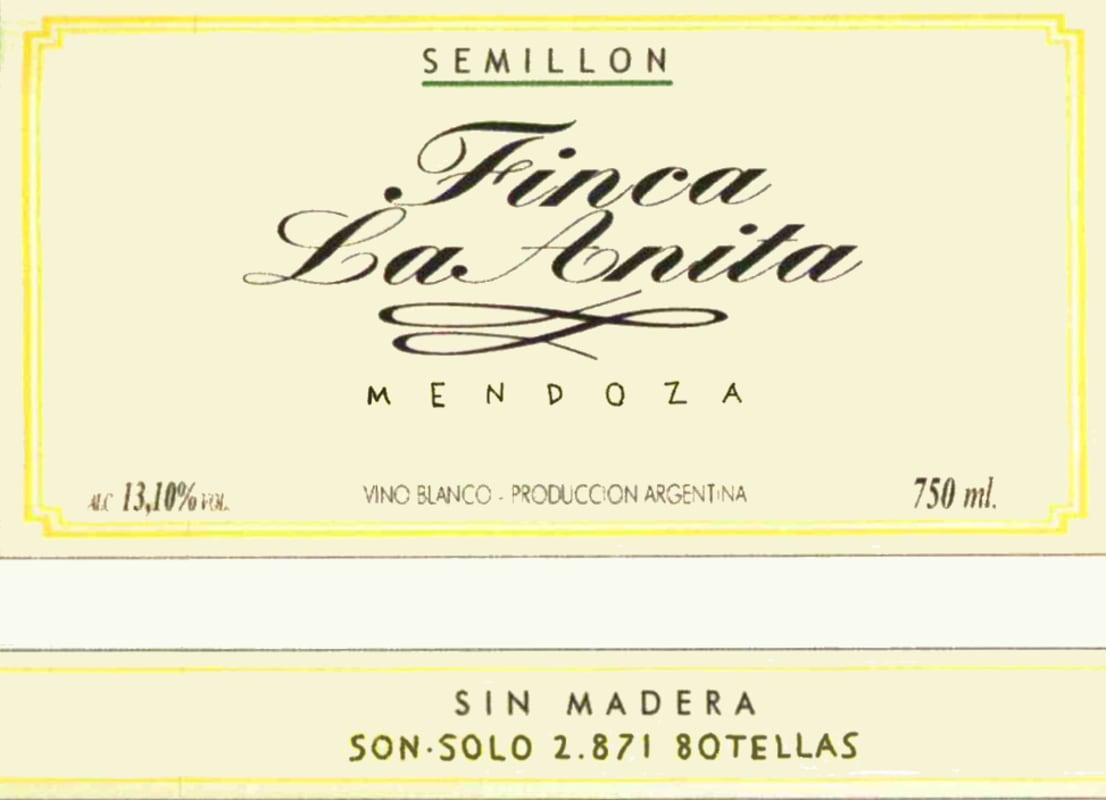 Finca La Anita Semillon 2009 Front Label