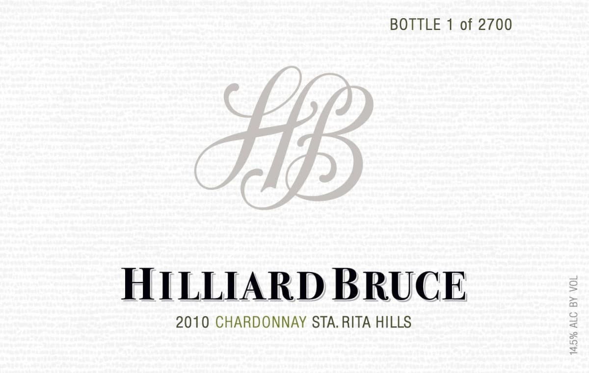 Hilliard Bruce Sta. Rita Hills Chardonnay 2010 Front Label