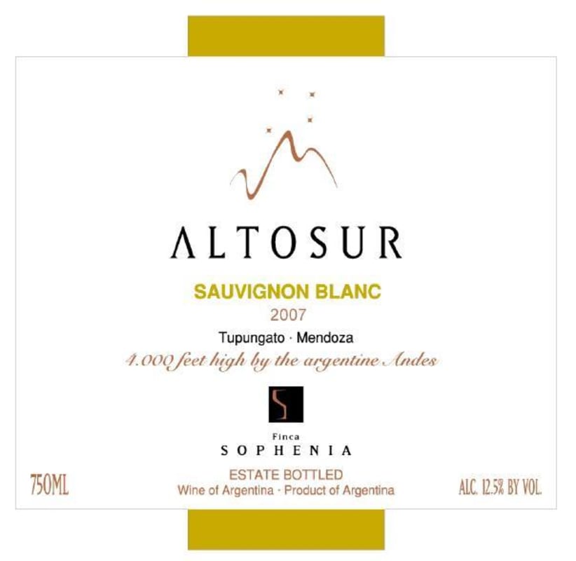 Finca Sophenia Altosur Sauvignon Blanc 2007 Front Label