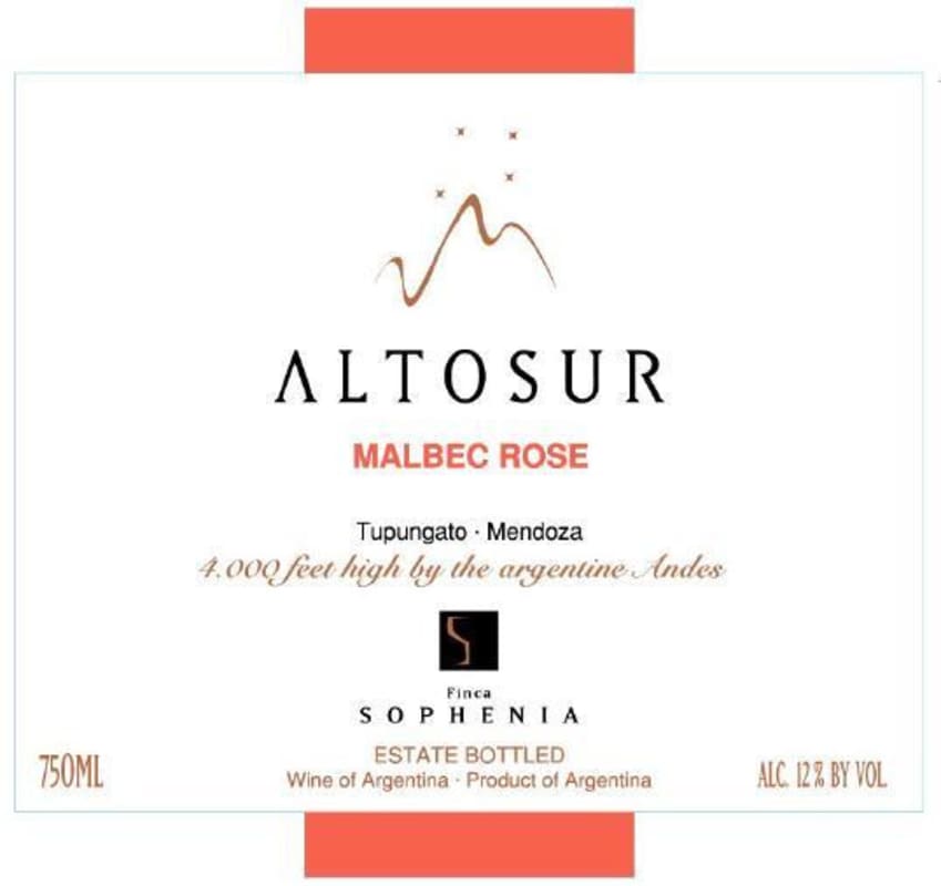 Finca Sophenia Altosur Malbec Rose 2008 Front Label