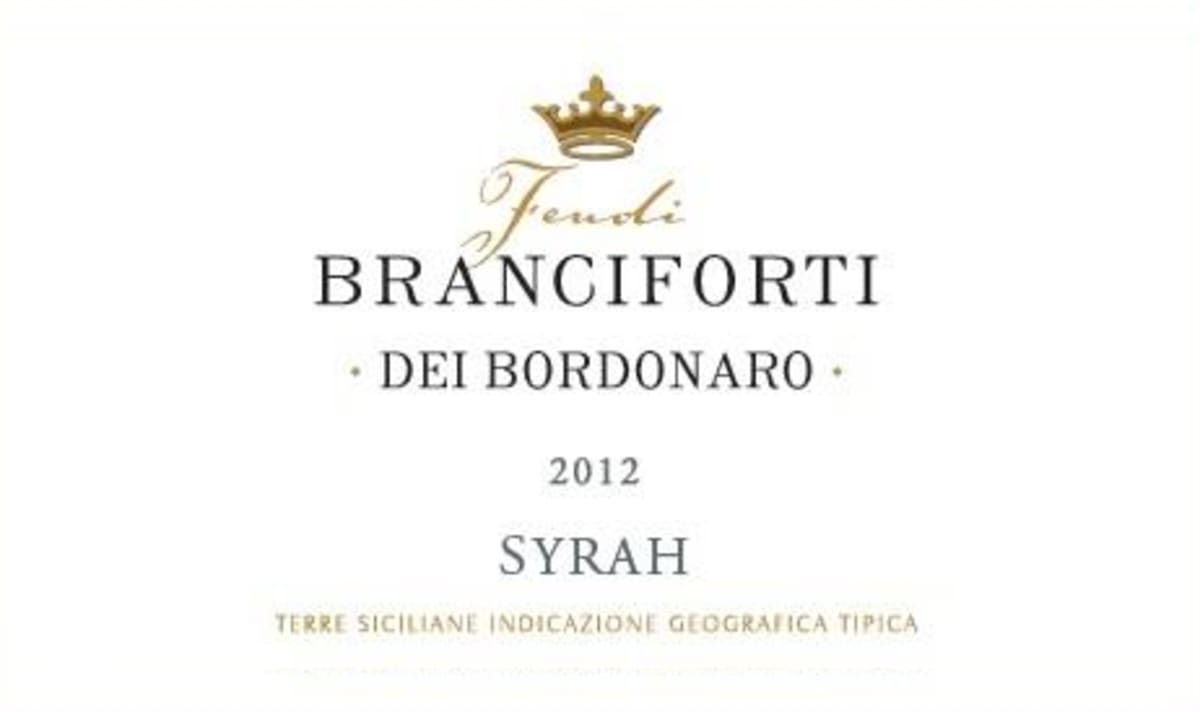 Firriato Feudi Branciforti dei Bordonaro Syrah 2012 Front Label