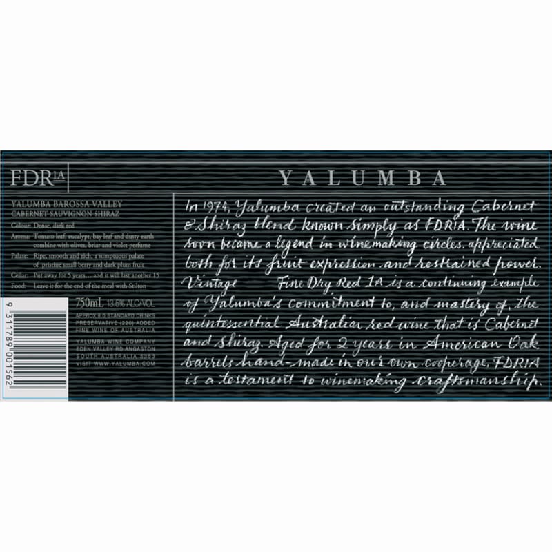 Yalumba FDR1A Cabernet-Shiraz 2008 Front Label