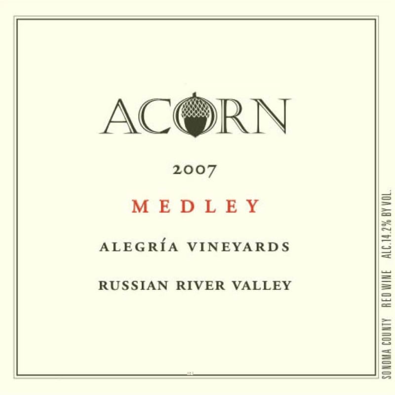 ACORN Winery Alegria Vineyards Medley 2007 Front Label
