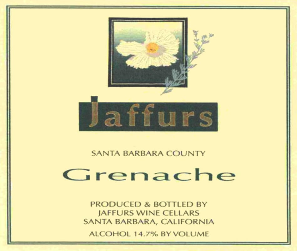 Jaffurs Grenache 2006 Front Label