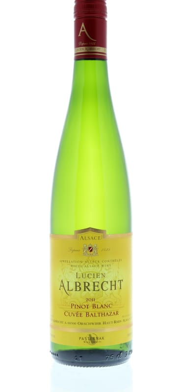 Lucien Albrecht Cuvee Balthazar Pinot Blanc 2011 Front Bottle Shot