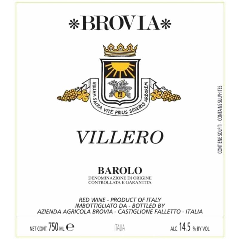Brovia Barolo Villero 2008 Front Label