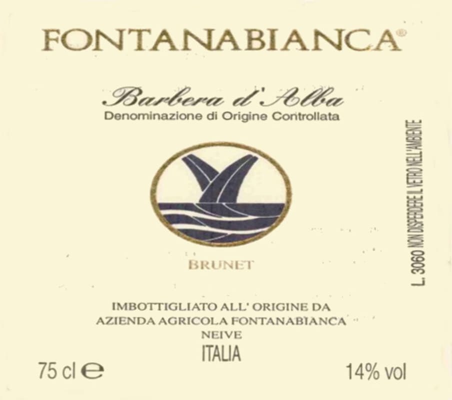 Fontanabianca Brunet Barbera d'Alba 2003 Front Label