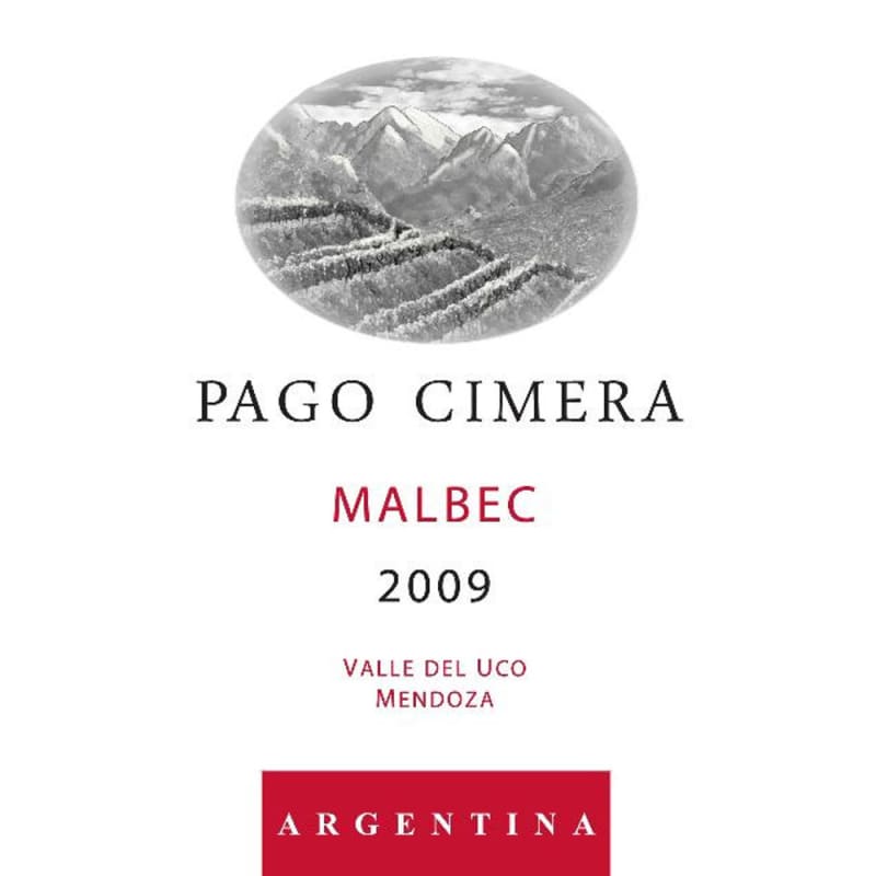 Pago Cimera Malbec 2009 Front Label