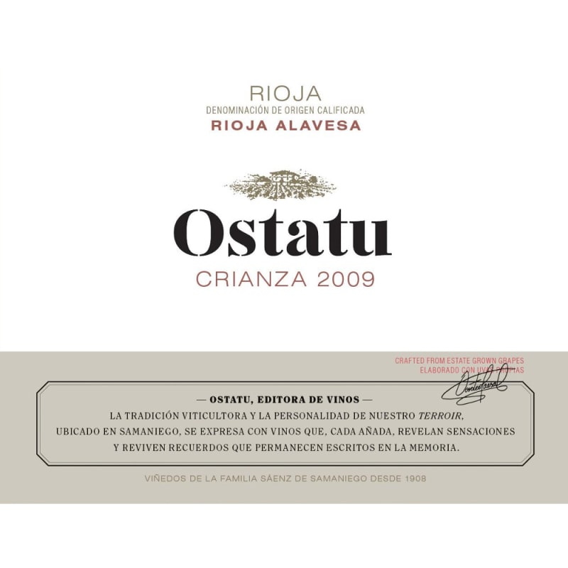 Ostatu Rioja Crianza 2009 Front Label