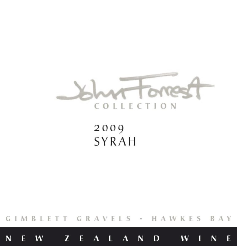 Forrest Estate John Forrest Collection Syrah 2009 Front Label