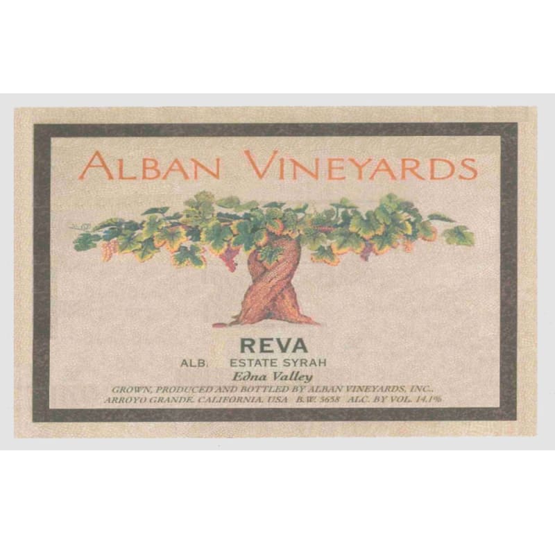 Alban Reva Estate Syrah 2000 Front Label